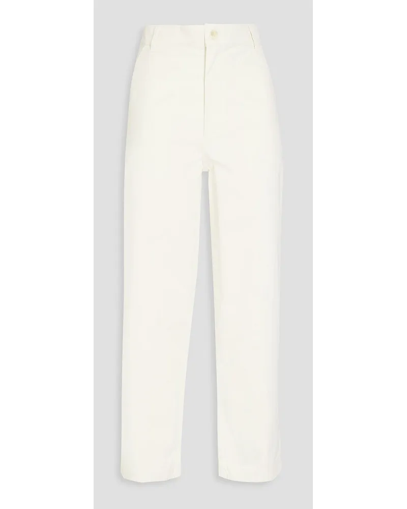 Kitsuné Cropped cotton-twill tapered pants - White White