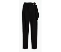Belted TENCEL™-blend wide-leg pants - Black