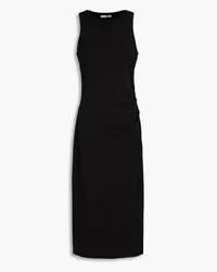 Vince Ruched cotton-blend jersey midi dress - Black Black