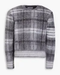 Thom Browne Jacquard-knit mohair-blend sweater - Gray Gray