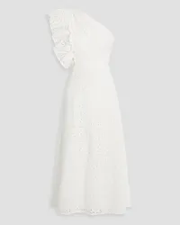 Mikael Aghal One-shoulder ruffled broderie anglaise cotton midi dress - White White