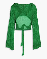 Cult Gaia Catherine cutout metallic crochet-knit top - Green Green