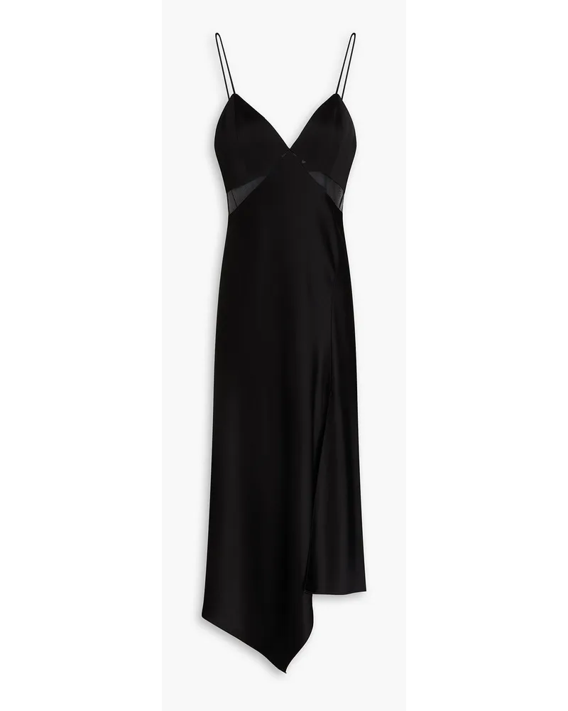 Alice + Olivia Alice Olivia - Moriah asymmetric satin-crepe midi dress - Black Black