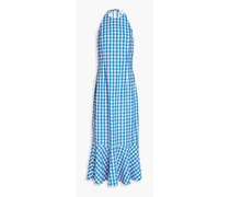 Florence printed crepe halterneck maxi dress - Blue