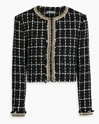 Alice + Olivia Alice Olivia - Sabina embellished checked metallic bouclé-tweed jacket - Black Black