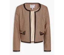 Houndstooth cotton-blend jacket - Brown