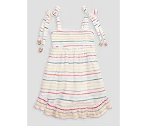 Kids Zinnia shirred striped cotton dress - White