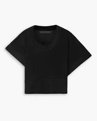 Proenza Schouler Cropped brushed wool-blend jersey T-shirt - Black Black