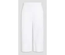 Cropped cotton-fleece track pants - White