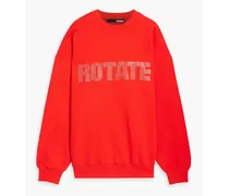 Crystal-embellished cotton-fleece sweatshirt - Red