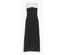 Strapless two-tone stretch-silk crepe gown - Black