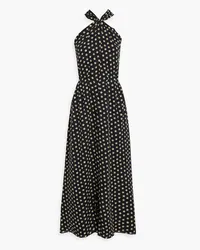 Oscar de la Renta Floral-print silk-chiffon maxi dress - Black Black