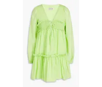 Brynn cotton and silk-blend voile mini dress - Green