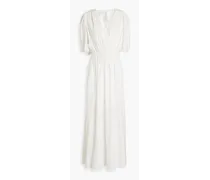 Bonita gathered linen-blend maxi dress - White