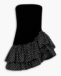 Alexandre Vauthier Stapless cotton-velvet and polka-dot taffeta mini dress - Black Black