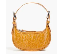 Soho mini croc-effect leather shoulder bag - Brown