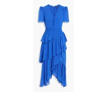 Asymmetric tiered crepe dress - Blue