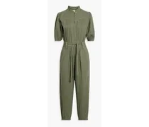 Loomis cropped gathered cotton-gauze jumpsuit - Green