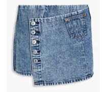 Acid-wash denim mini wrap skirt - Blue
