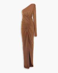 Alexandre Vauthier One-shoulder ruched crystal-embellished stretch-jersey gown - Brown Brown