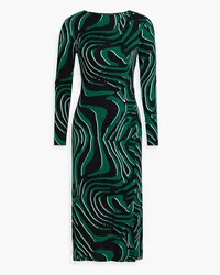 Diane von Furstenberg Lugosi button-embellished printed jersey midi dress - Green Green