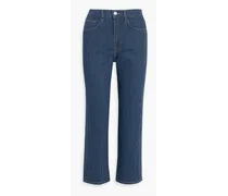 Le Jane Crop pinstriped high-rise straight-leg jeans - Blue