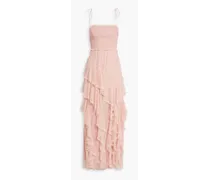 Alice Olivia - Jocelyn tiered smocked corded lace maxi dress - Pink