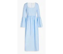 Keppel gathered cotton-poplin maxi dress - Blue