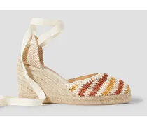 Carina 80 canvas and crochet-knit wedge espadrilles - White