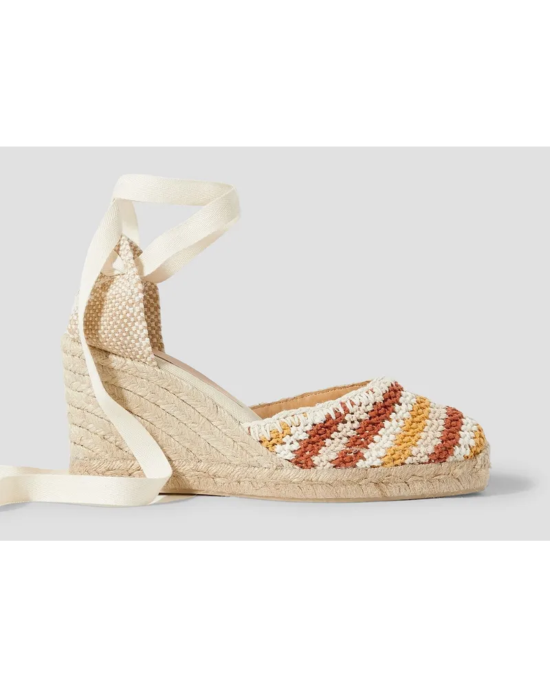 Castañer Carina 80 canvas and crochet-knit wedge espadrilles - White White