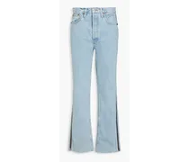 90s zip-detailed high-rise straight-leg jeans - Blue