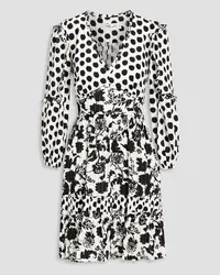 Diane von Furstenberg Kourtney ruffle-trimmed printed cotton-jacquard mini dress - Black Black