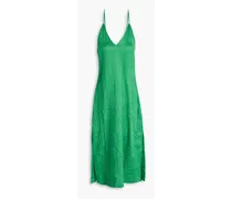 Crinkled-satin midi dress - Green