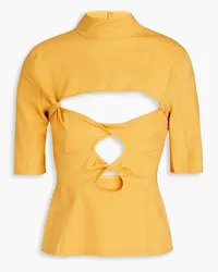 Jacquemus Palmi twist-front cutout stretch-wool top - Yellow Yellow