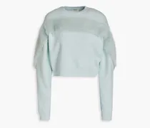 Shearling-trimmed cotton-fleece sweatshirt - Blue