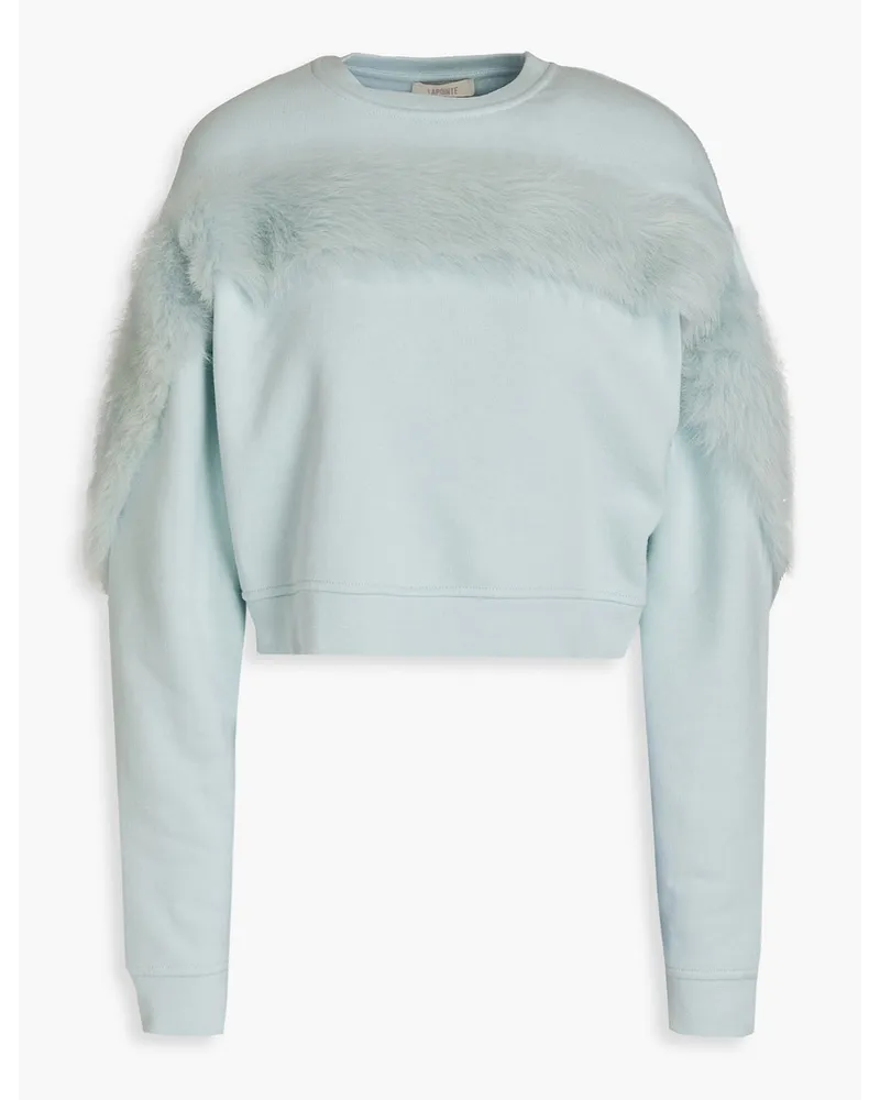 LAPOINTE Shearling-trimmed cotton-fleece sweatshirt - Blue Blue