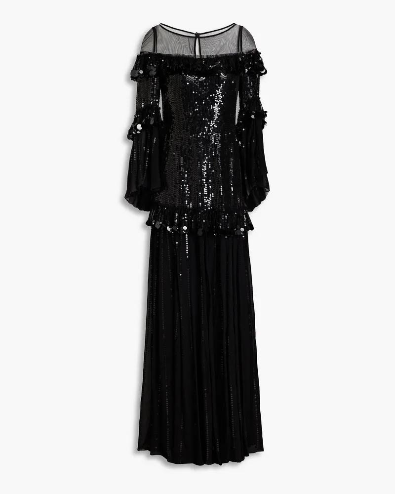 Sylvan gathered sequined tulle maxi dress - Black