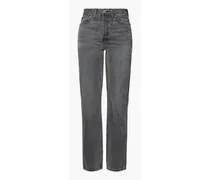 90s faded high-rise straight-leg jeans - Gray