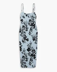 Reformation Pennington lace-trimmed floral-print crepe midi dress - Blue Blue