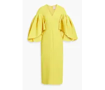 Sarien cape-effect crepe midi dress - Yellow