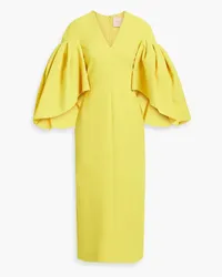 Roksanda Ilincic Sarien cape-effect crepe midi dress - Yellow Yellow