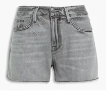 Le Grand Garcon Short faded frayed mid-rise jean shorts - Gray