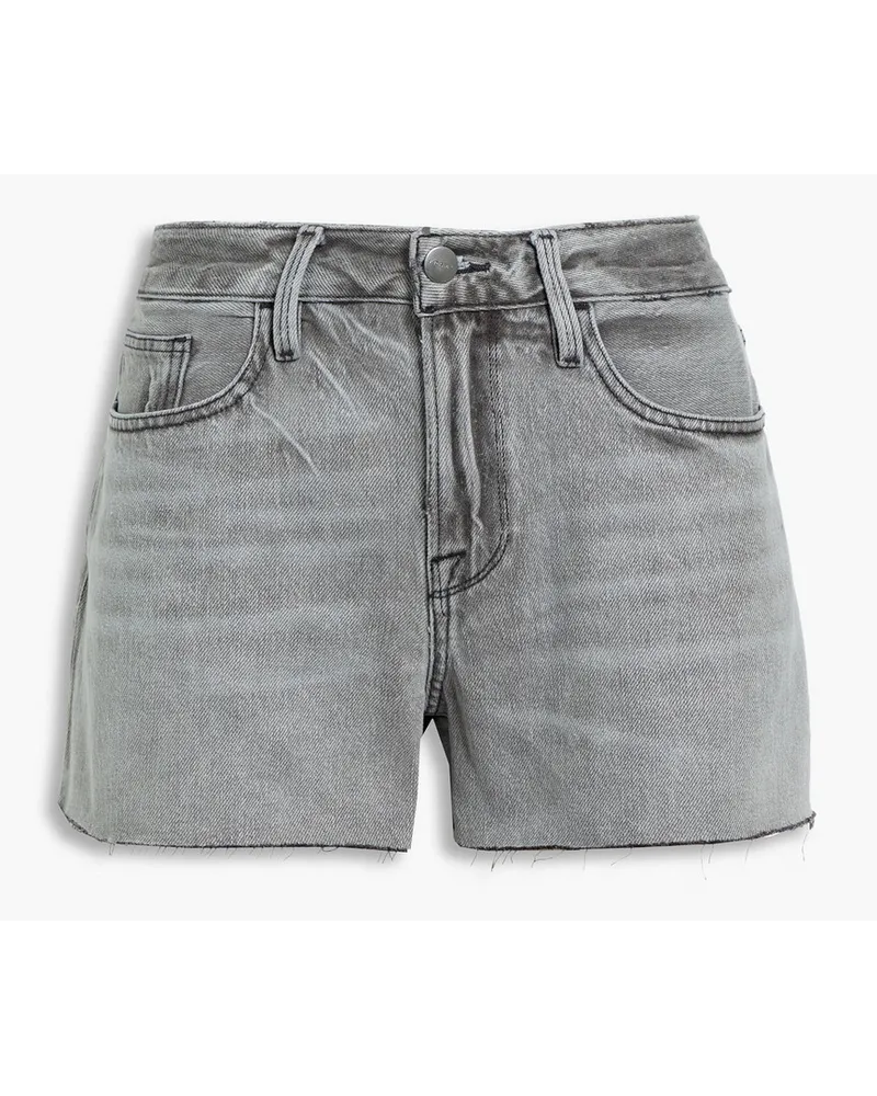 Le Grand Garcon Short faded frayed mid-rise jean shorts - Gray