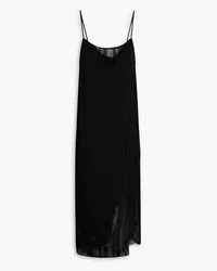 IRO Layered gathered striped georgette midi dress - Black Black