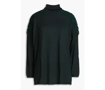 Garavani - Lace-trimmed wool, silk and cashmere-blend turtleneck sweater - Green