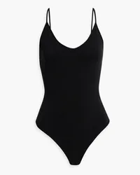 RE/DONE Open-back stretch cotton-jersey bodysuit - Black Black