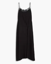 tibi Lace-trimmed twill midi dress - Black Black