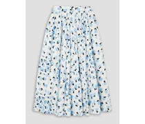 Allegra floral-print textured stretch-cotton midi skirt - Blue