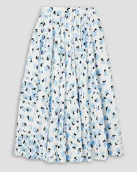 EMILIA WICKSTEAD Allegra floral-print textured stretch-cotton midi skirt - Blue Blue