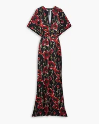 Norma Kamali Obie floral-print stretch-jersey maxi dress - Black Black